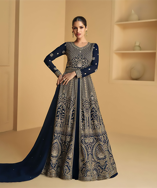 Blue Georgette Designer Suit