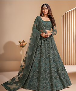 Grey NET Partywear Lehenga