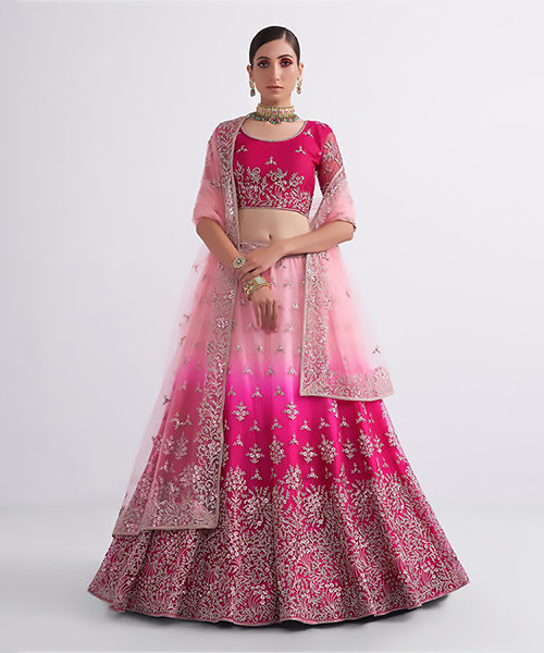 Pink Net Designer Lehenga