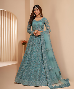 Sky blue NET Partywear Lehenga