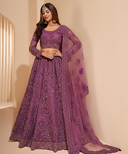 Purple NET Partywear Lehenga