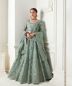 Grey Net Designer Lehenga