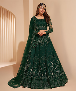 Green NET Partywear Lehenga