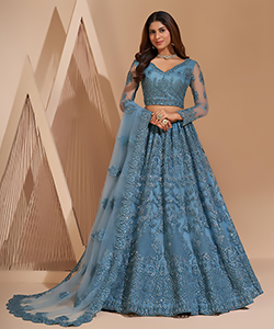 Sky blue NET Partywear Lehenga