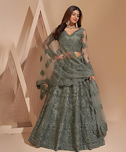 Grey NET Partywear Lehenga