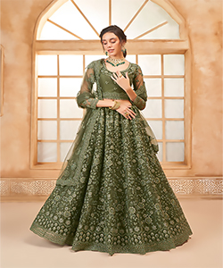 Sea Green Net Partywear Lehenga