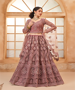 Purple Net Partywear Lehenga