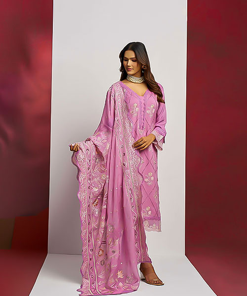 Purple Organza Designer Salwar Kameez