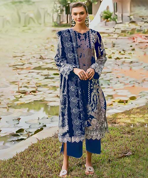 Blue Lawn Cotton Casual Wear Salwar Kameez in delhi