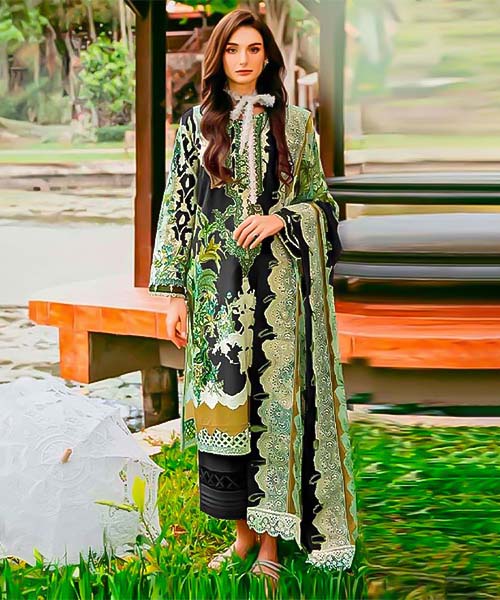 Green  Lawn Cotton Casual Wear Salwar Kameez in delhi