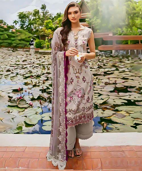 Grey Lawn Cotton Casual Wear Salwar Kameez in delhi