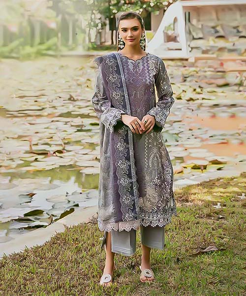 Grey Lawn Cotton Casual Wear Salwar Kameez in delhi