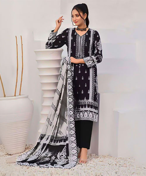Black  Lawn Casual Wear Salwar Kameez in northampton