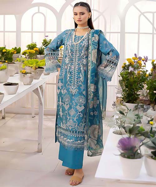 Sky Blue Cambric Casual Wear Salwar Kameez in switzerland