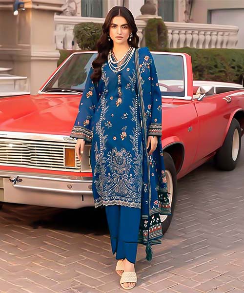 Blue Cambric Casual Wear Salwar Kameez