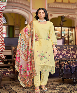 Yellow Viscose Casual Suit