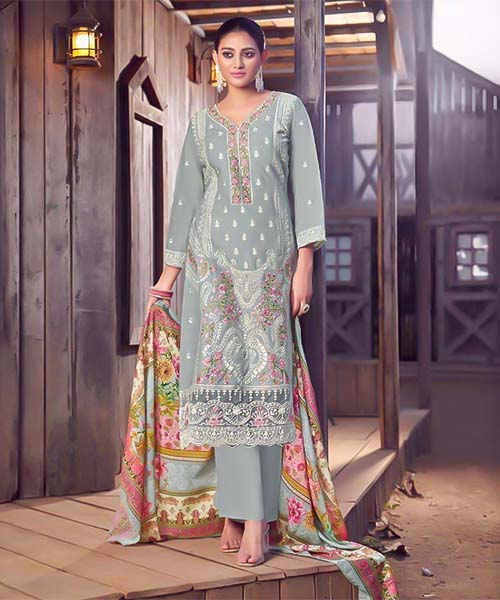 Grey Lawn Cambric  Casual Wear Salwar Kameez in lichfield