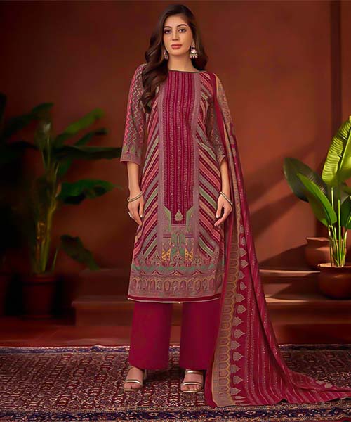 Red  Viscose Rayon Casual Wear Salwar Kameez