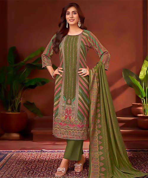Green  Viscose Rayon Casual Wear Salwar Kameez