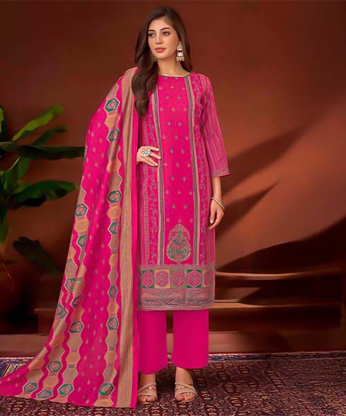 Magenta  Viscose Rayon Casual Wear Salwar Kameez