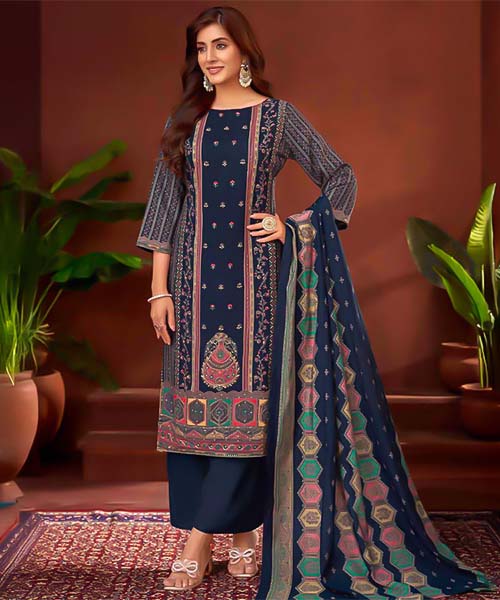 Blue Viscose Rayon Casual Wear Salwar Kameez