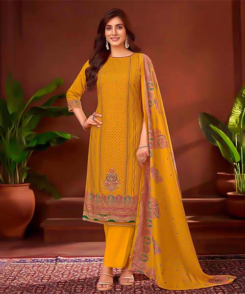 Yellow Viscose Rayon Casual Wear Salwar Kameez