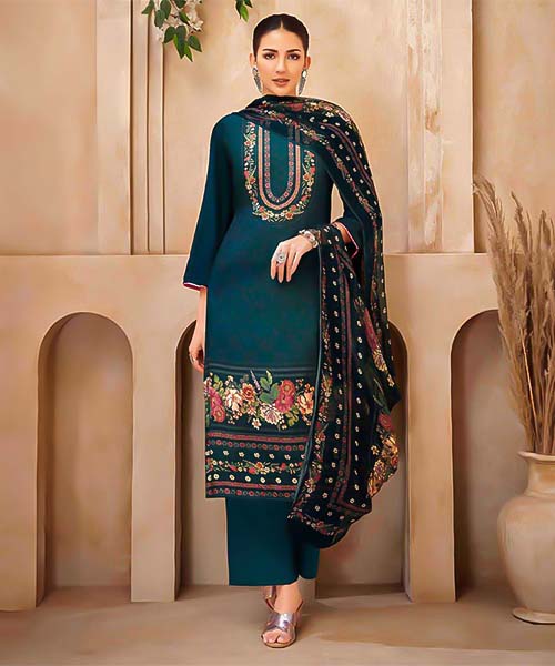Blue Viscose Muslin Casual Wear Salwar Kameez in switzerland