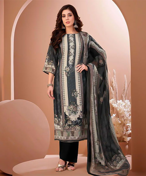 Black  Viscose Muslin Casual Wear Salwar Kameez in mumbai