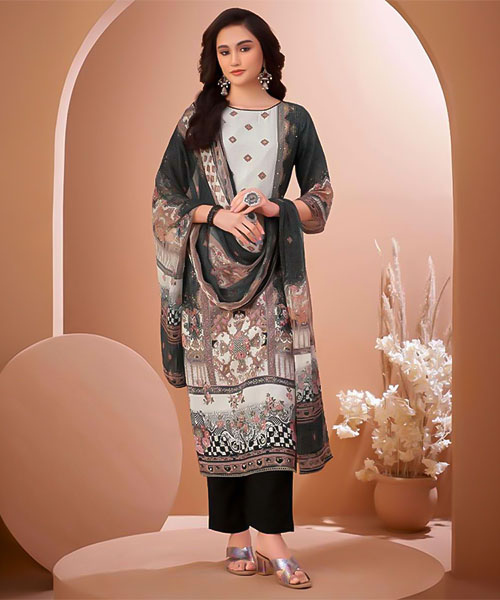 Black  Viscose Muslin Casual Wear Salwar Kameez in mumbai