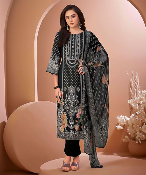 Black  Viscose Muslin Casual Wear Salwar Kameez in mumbai
