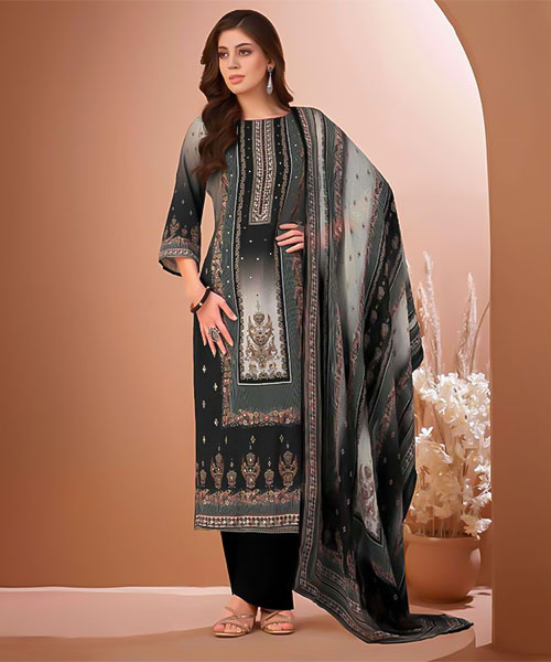 Black  Viscose Muslin Casual Wear Salwar Kameez in mumbai