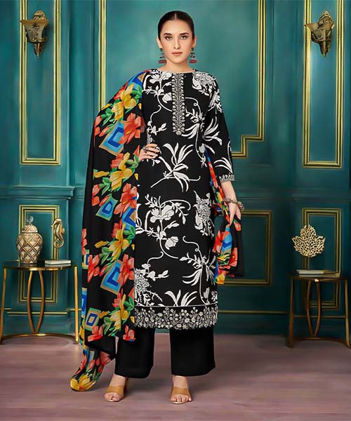 Black  Cambric Casual Wear Salwar Kameez in edinburgh