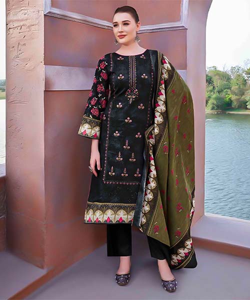 Black  Cambric Cotton Casual Wear Salwar Kameez in edinburgh