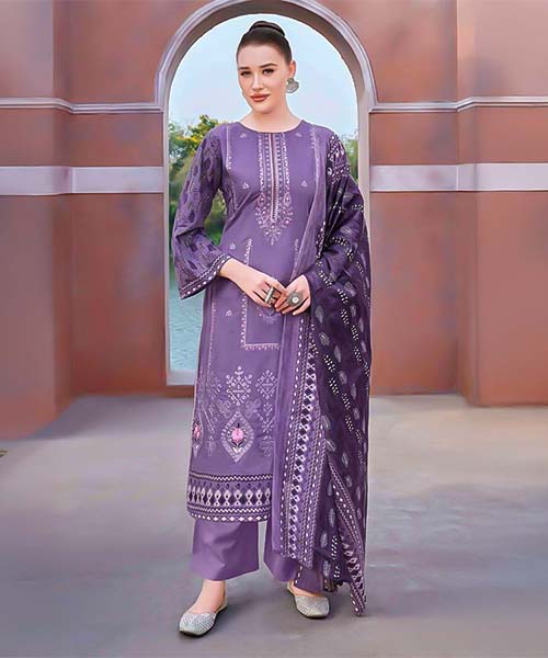 Purple  Cambric Cotton Casual Wear Salwar Kameez in edinburgh