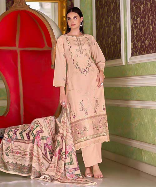Salmon Cambric Lawn  Casual Wear Salwar Kameez in india