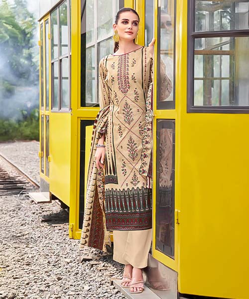 Yellow  Cambric Cotton Casual Wear Salwar Kameez in romania