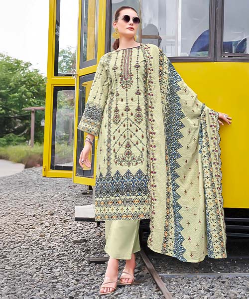 Green  Cambric Cotton Casual Wear Salwar Kameez in romania