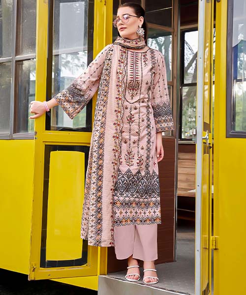 Pink  Cambric Cotton Casual Wear Salwar Kameez in romania