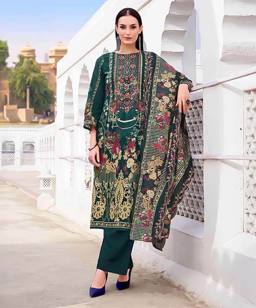 Green  Cambric Cotton Casual Wear Salwar Kameez