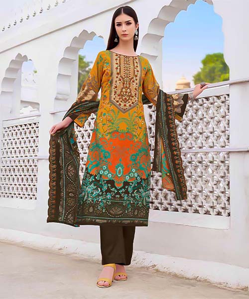 Yellow  Cambric Cotton Casual Wear Salwar Kameez