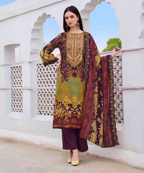 Brown Cambric Cotton Casual Wear Salwar Kameez