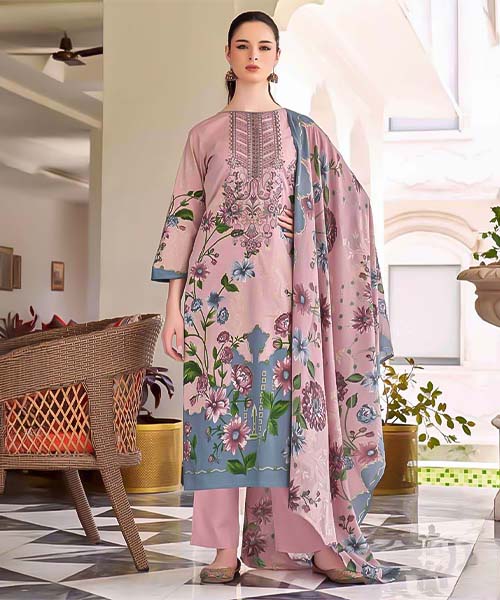 Pink  Cambric Cotton Casual Wear Salwar Kameez in edinburgh