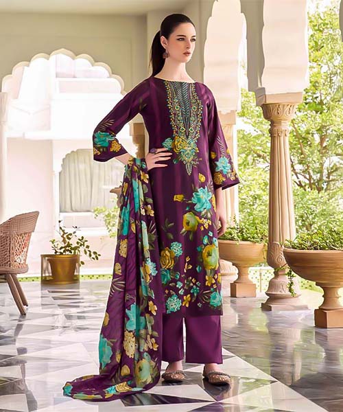Violet Cambric Cotton Casual Wear Salwar Kameez in edinburgh