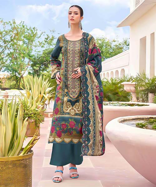Grey  Cambric Cotton Printed Salwar Kameez in cyprus