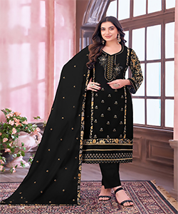 Black Viscose silk Casual Suit