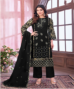 Black Viscose silk Casual Suit