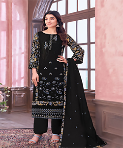 Black Viscose silk Casual Suit