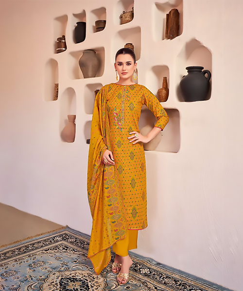 Yellow Viscose Casual Suit