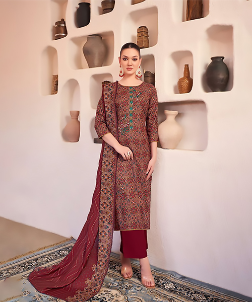 Maroon Viscose Casual Suit