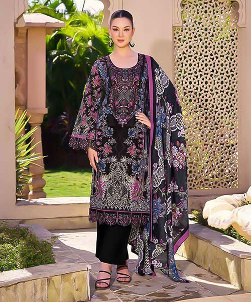 Black Cambric Cotton Casual Wear Salwar Kameez in canada